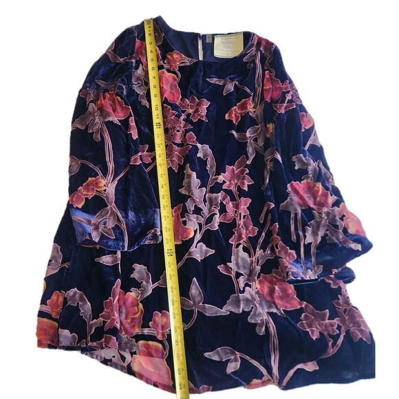 California Moonrise Velvet Boho Dress Size Small Navy Floral Whimsy Goth Gypsy - Picture 9 of 9